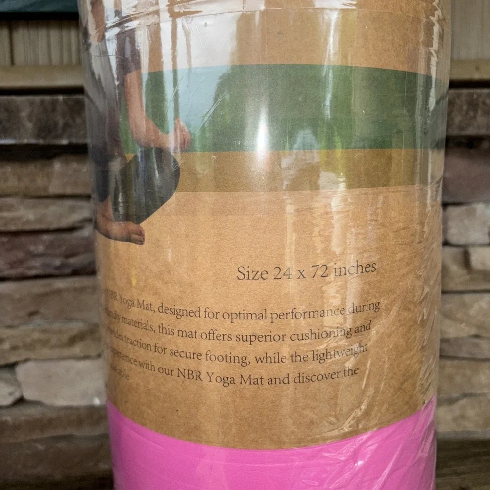 Thick Pink NBR Foam Yoga Mat Eco Friendly W/ Carry Strap 72x24